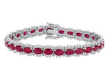 16.80 Carat (ctw) Ruby Bracelet with 2.24 Carat (ctw SI1-SI2, H-I) Diamonds in 14K White Gold 